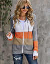 Zip-Up Raglan Sleeve Openwork Hooded Cardigan