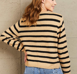 Woven Right Striped Button Front Cardigan