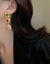 Copper Inlaid Rhinestone Vintage Earrings