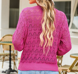 Openwork V-Neck Cardigan