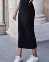 High Waist Pull-On Midi Skirt