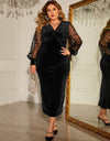 Plus Size Twist Front Lantern Sleeve Slit Dress