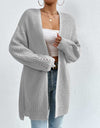 Open Front Dropped Shoulder Slit Cardigan