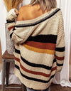 Striped Open Front Longline Cardigan