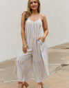 HEYSON Full Size Multi Colored Striped Jumpsuit with Pockets