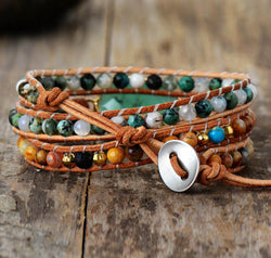 Natural Stone & Agate Layered Bracelet