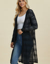 Double Take Full Size Open Front Longline Cardigan