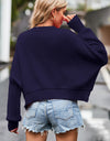 Round Neck Drop Shoulder Long Sleeve Sweater