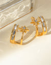 Stainless Steel Zircon Double-Layered Earrings