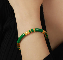 Enamel Titanium Steel Cuff Bracelet