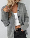 Drawstring Button Up Hooded Cardigan