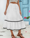 Tied Contrast Trim High Waist Skirt