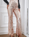 Double Take Sequin High Waist Flared Pants