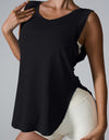 Slit Round Neck Active Tank