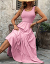 Smocked Scoop Neck Sleeveless Tank Dress