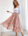 Printed Ruffle Hem Midi Skirt