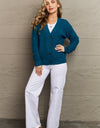 Zenana Kiss Me Tonight Full Size Button Down Cardigan in Teal