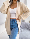 Cable-Knit Open Front Pocketed Cardigan