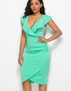 Ruched Ruffled Cap Sleeve Dress