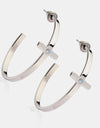 Stainless Steel Cross Hoop Earrings