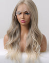 13*2" Lace Front Wigs Synthetic Long Wave 24" 150% Density in Medium Blonde Highlights