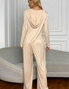 Shiny Long Sleeve V-Neck Jumpsuit with Pockets