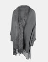 Fringe Open Front Long Sleeve Poncho