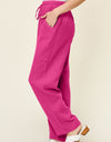 Double Take Full Size Texture Drawstring Straight Pants