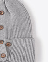 Button Detail Rib-Knit Cuff Beanie