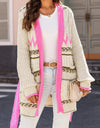 Contrast Tied Open Front Cardigan