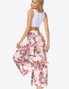 Floral Tie-Waist Tiered Culottes