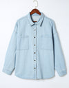Plus Size Snap Down Pocketed Denim Jacket