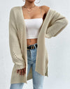 Open Front Dropped Shoulder Slit Cardigan