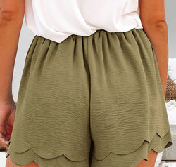 Tied Layered Scalloped Hem Shorts