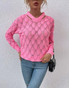 Openwork Cutout Dropped Shoulder Sweater