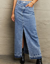 Front Slit Maxi Denim Skirt