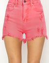 RISEN High Waist Frayed Hem Denim Shorts