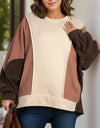 Plus Size Color Block Long Sleeve Hoodie