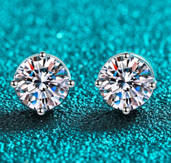 2 Carat Moissanite Rhodium-Plated Stud Earrings