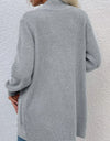 Open Front Rib-Knit Cardigan with Pockets