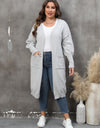 Plus Size Long Sleeve Pocketed Cardigan