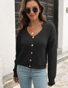 Button-Down Dropped Shoulder Ribbed Cardigan