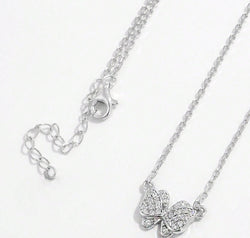 925 Sterling Silver Zircon Butterfly Pendant Necklace