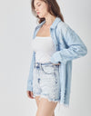 RISEN Raw Hem Distressed High Rise Denim Shorts