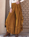 Slit Ruffled Wide Leg Pants