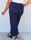 And The Why In The Mix Full Size Pleated Detail Linen Pants in Dark Navy