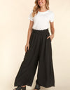 Haptics Elastic Waist Wide Leg Pants with Pockets