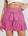 Smocked Tie-Front High-Rise Shorts