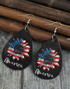 PU Leather Sunflower Teardrop Shape Earrings