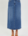 RISEN High Rise Back Slit Denim Skirt